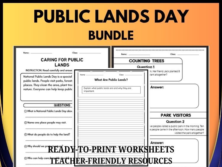 National Public Lands Day Reading, Writing & Math Bundle | Grades 2–8