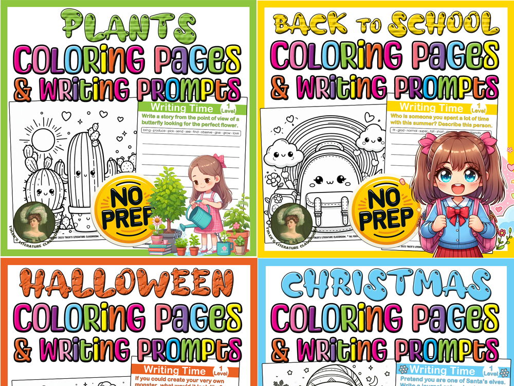 Plant BTS Halloween Christmas Coloring Pages and Writing Prompts