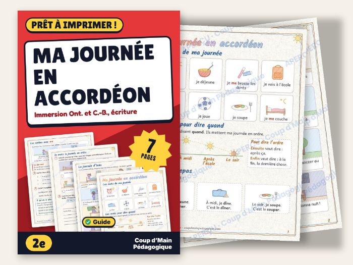 French Immersion Grade 2 Daily Routine Writing | Ma journée en accordéon