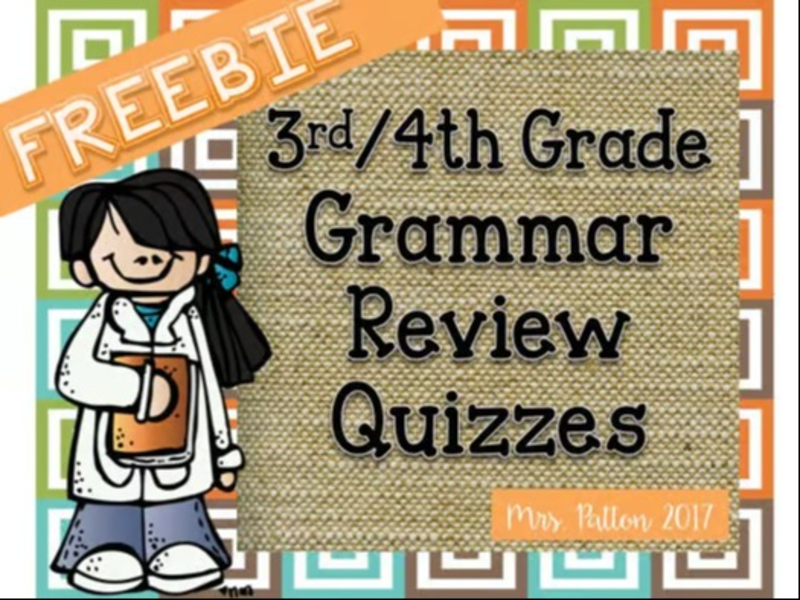 Grammar Spiral Review 3rd and 4th Grade Homework Morning Work Quiz