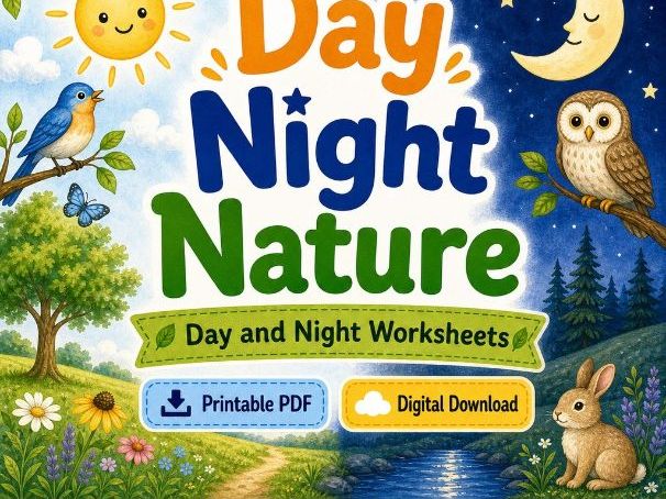 Day Night Nature | Day and Night Worksheets | Printable PDF | Digital Download