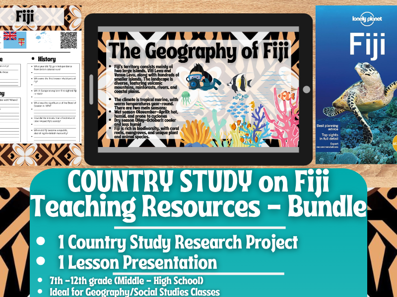 Country Study Teaching Resources - Fiji - Social Studies + Geography - Bundle