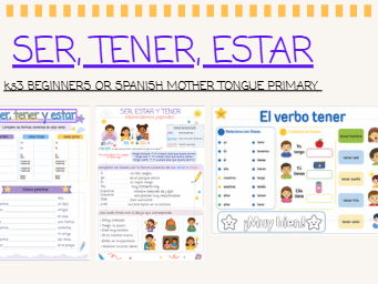 Ser, Estar, Tener, Spanish mother tongue Primary or KS3 beginners pack