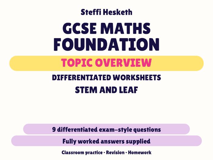 GCSE Foundation Stem and Leaf | Topic Overview Differentiated Worksheet