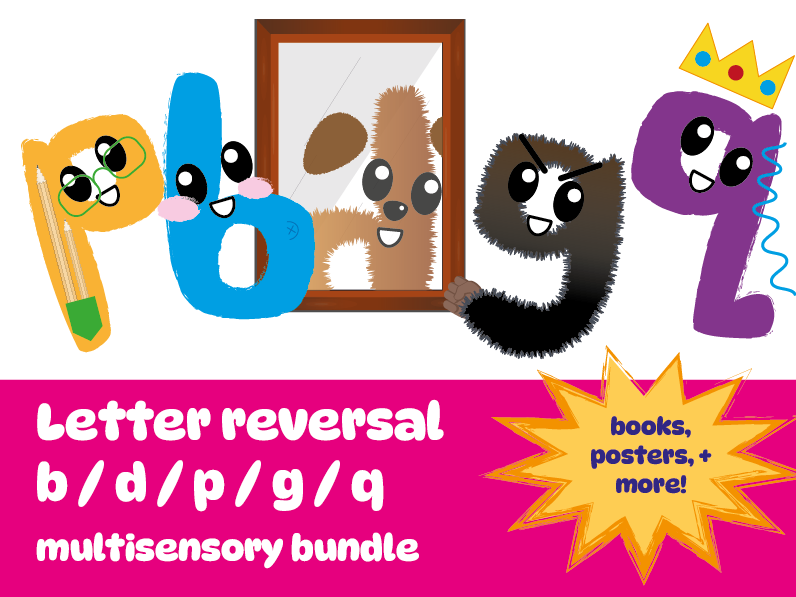 Letter reversal b / d / g / p / q bundle