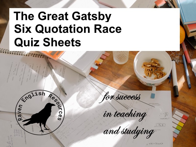 The Great Gatsby - Six Quotation Race Worksheets