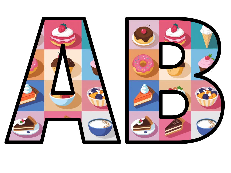 Cake Dessert Snack Pudding Lettering Set Display Title Letters Numbers ...