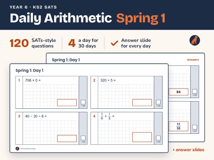Year 6 Daily Arithmetic Starters | Spring 1 | KS2 SATs Practice