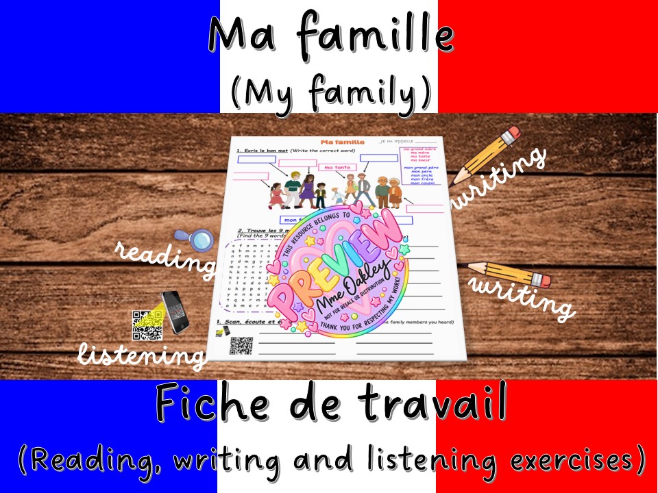Ma famille | French family | worksheet