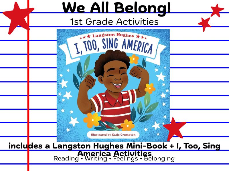 Langston Hughes Mini Book & I, Too, Sing America Activities | Kindergarten