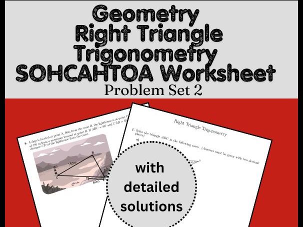 Geometry Right Triangle Trigonometry SOHCAHTOA Worksheet | Problem Set 2