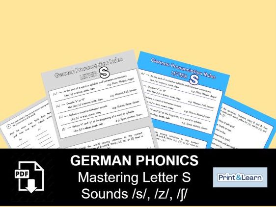 German Pronunciation Worksheet Letter S