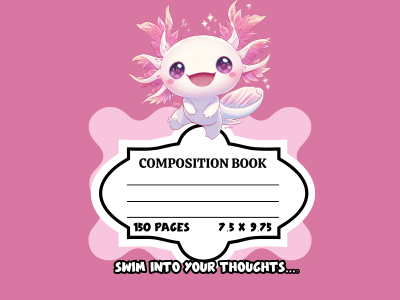 Axolotl Composition Notebook-College Ruled Lined-150 pages