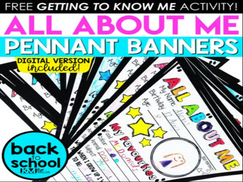 All About Me Pennant Banner Back to School Activities Getting to Know You