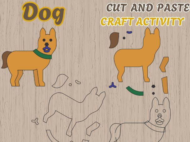 Dog Craft Cut and Paste Animal Activity for Kids