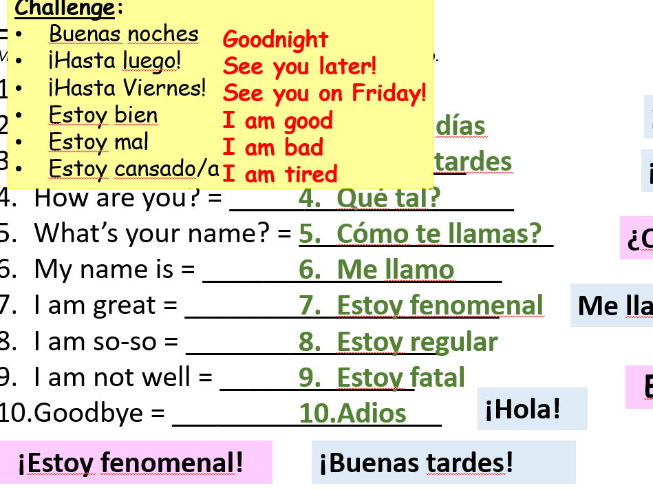 Year 7 Spanish Term 1 - Myself and My Family: 15 Lessons and Homework