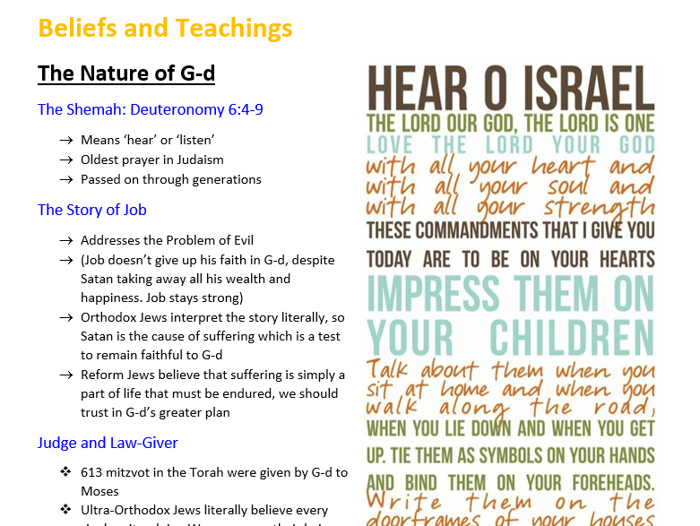 OCR GCSE 9-1 Religious Studies: Complete Notes for JUDAISM