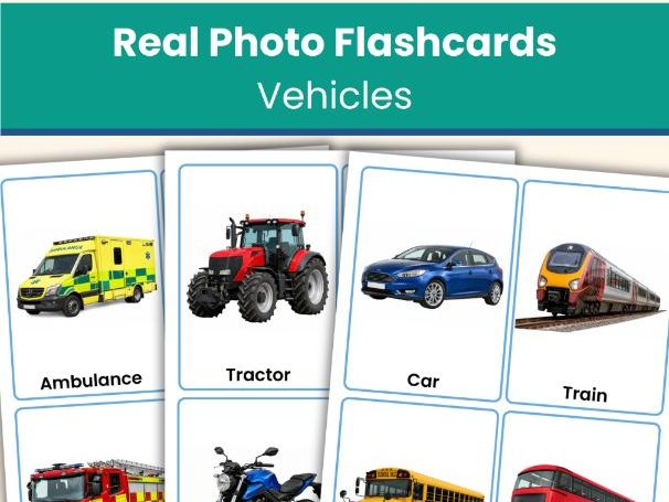 Vehicles Flashcards | 64 Real Photo Transport Cards | Printable Learning Resource