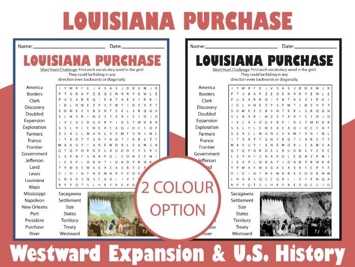 Louisiana Purchase Word Search Puzzle | Westward Expansion & U.S. History