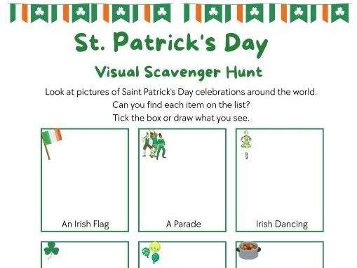 St Patrick’s Day Around the World Scavenger Hunt – Free KS1 Activity