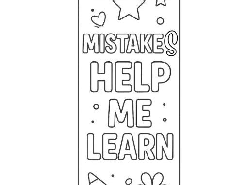 Growth Mindset Bookmark colouring template