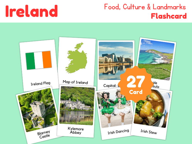 Ireland Geography Flashcards | 27 Printable Country Study Cards