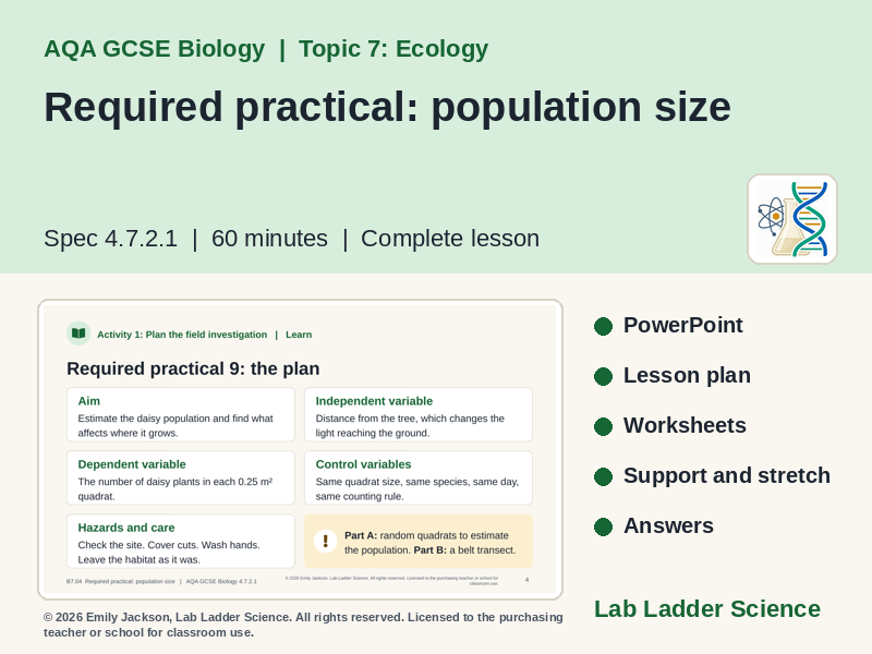 B7-04 Estimating Populations: AQA GCSE Biology