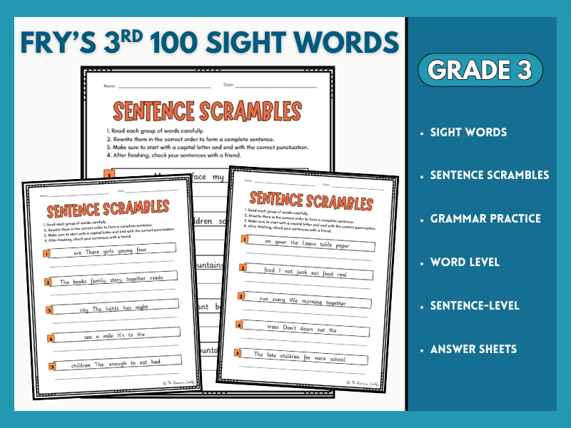 Sentence Scrambles | Fry's 3rd 100 Sight Words