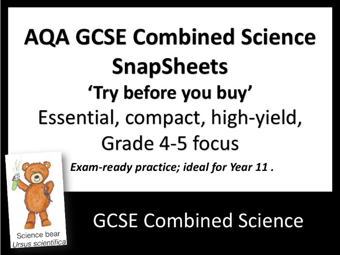 FREE AQA GCSE Combined Science SnapSheets - Try Before You Buy