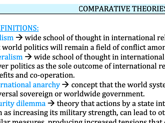 Comparative Theories - Edexcel Politics A-Level 9PL0