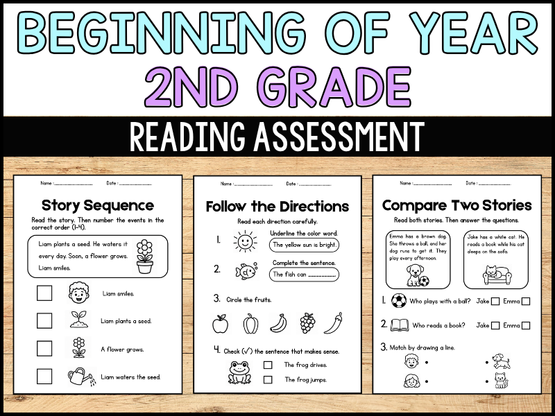 2nd Grade beginning of the year Reading assessment | No prep ELA activities