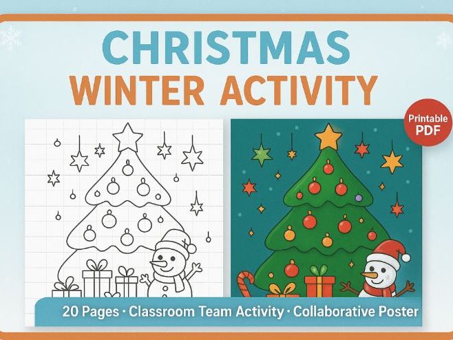 Christmas Collaborative Coloring Poster – 20 Pages | Classroom Team Activity