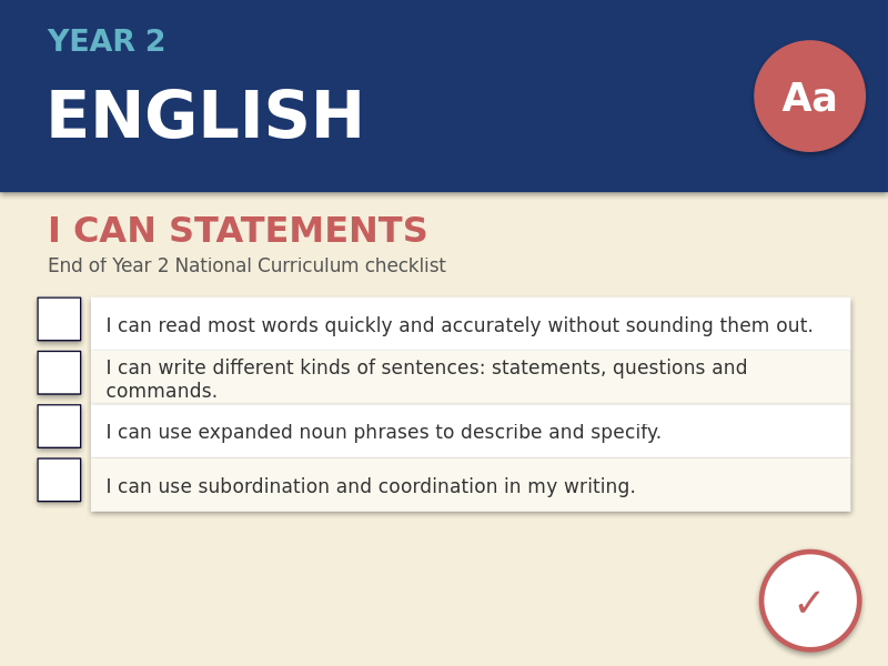 Year 2 English I Can Statements | End of Year National Curriculum Checklist