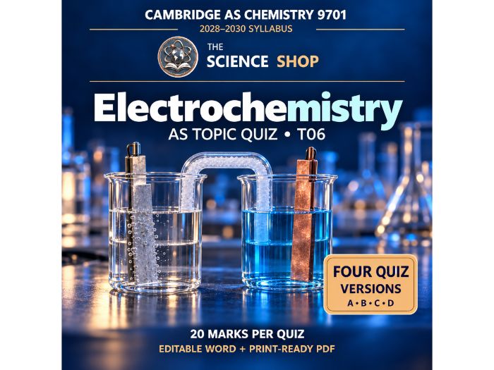 Electrochemistry | Cambridge AS Chemistry 9701 | 4 Revision Quizzes