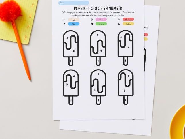 Colour by Number - Popsicle Ice Lolly