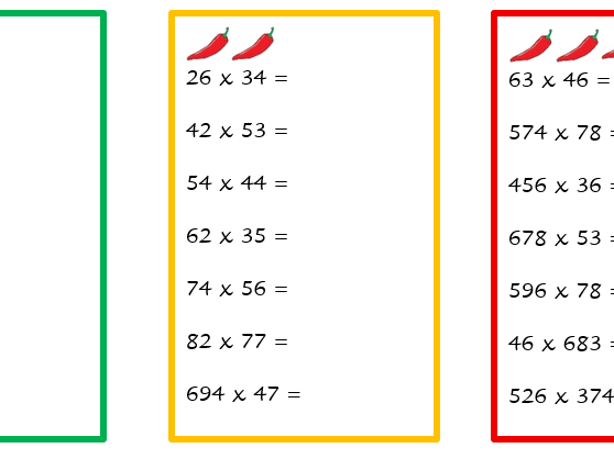 multiplication chilli challenge questions