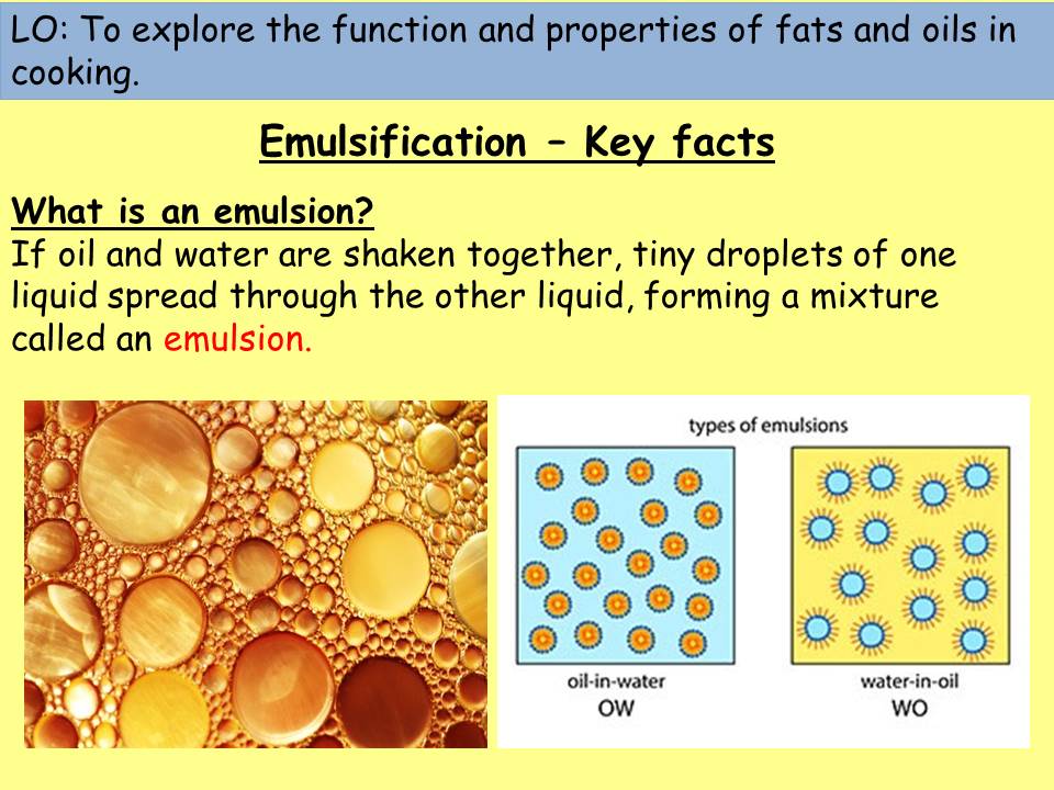 Emulsification and aeration function of fats Teaching Resources