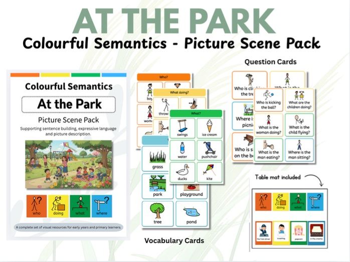 Colourful Semantics - Picture Scene Sentence Building Cards