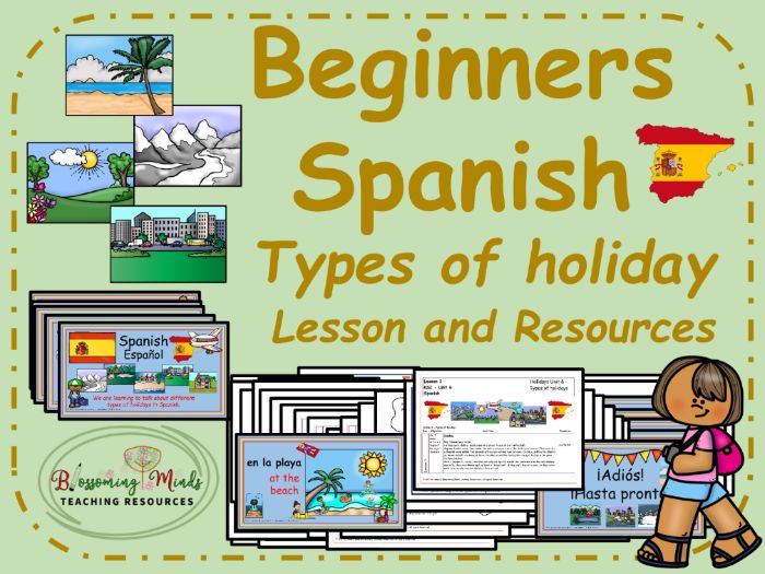 Spanish Types of Holiday Lesson and Resources