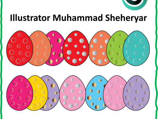 Easter Eggs with Golden & Silver Dots Clipart for Commercial Use