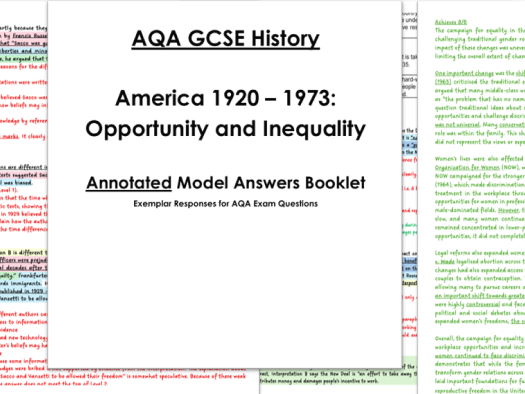 Model Answers: America 1920–1973 – Opportunity and Inequality (AQA GCSE History)