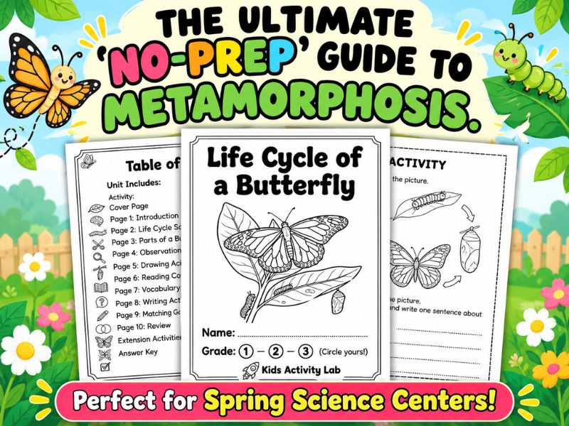 Butterfly Life Cycle Science Journal & Worksheets | Grades 1–3 Metamorphosis Mini-Book