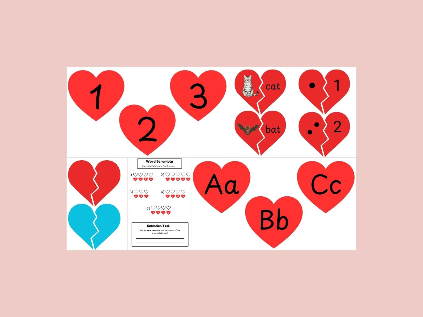 Valentine’s Day EYFS & Year 1 Activity Bundle | Phonics, Maths, Colour Matching & Displays