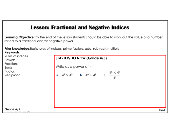Fractional and Negative Indices PP with Past Paper Questions IGCSE/GCSE (1-9) with Answers