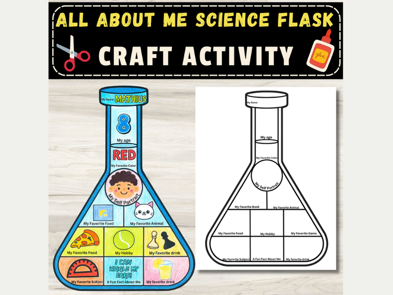 All About Me Science Flask Craft | Back to School STEM Activity | First Week of School Writing