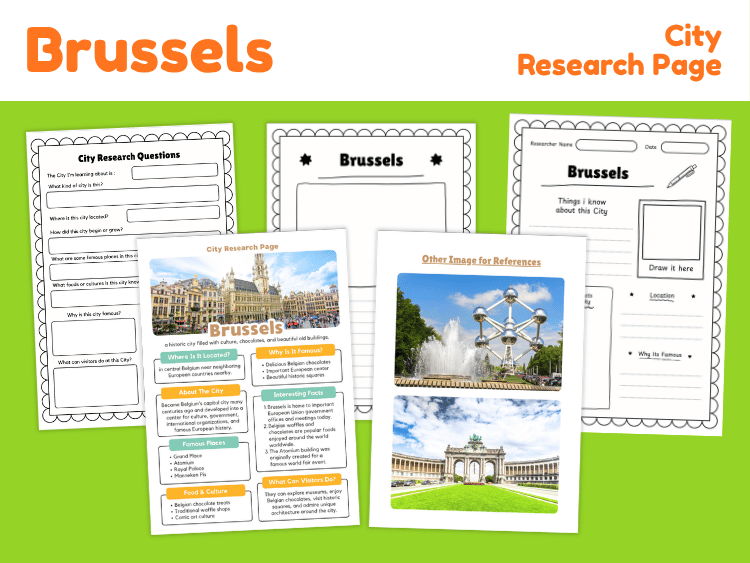 Brussels City Research Project | Belgium Geography Worksheets