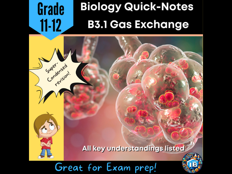 IB DP Biology B3.1 Gas Exchange Condensed Topic Notes 2026