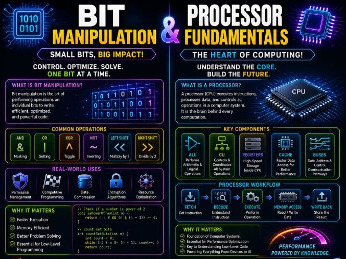 Bit manipulation, Processor Fundamental |  CS PPT +Worksheets +Activity + Mcq Quiz + Answers