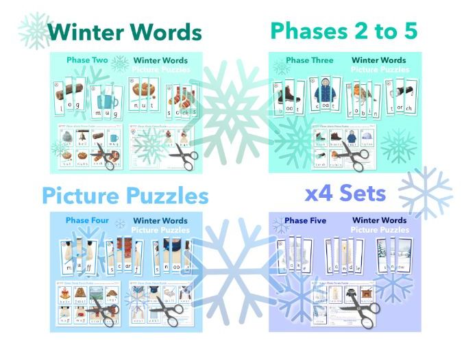 Winter Words Picture Puzzles (Phonics Phases 2 to 5)