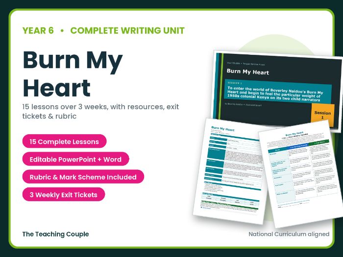 Burn My Heart | Year 6 English Unit | 15 Complete Lessons + Resources + Mark Scheme